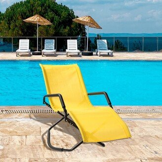 WELLFOR Outdoor Patio Folding Reclining Single Chaise