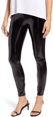 Faux Patent Leather Leggings-AA