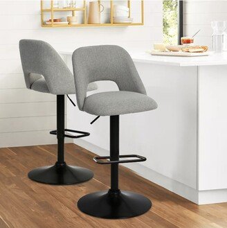 24-32 Edwin Adj Gray Upholstered Swivel Adjustable Height Barstools (Set of 2) -The Pop Maison