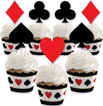 Big Dot of Happiness Las Vegas - Cupcake Decoration - Casino Party Cupcake Wrappers and Treat Picks Kit - Set of 24