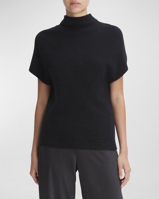 Wool and Cashmere Short-Sleeve Mock-Neck Sweater