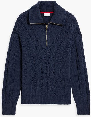 Highland cable-knit merino wool and cashmere-blend half-zip sweater