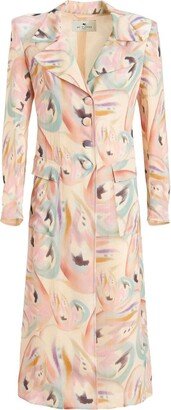 All-Over Graphic-Print Single-Breasted Coat