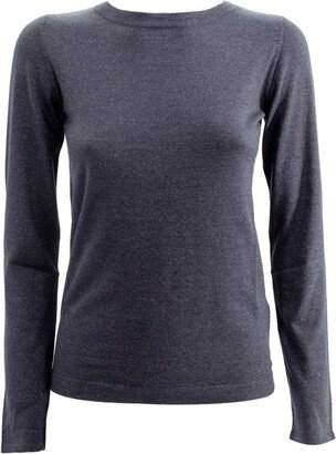 Metallic Long Sleeved Crewneck Sweater