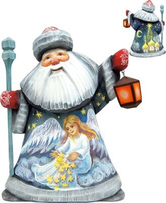 G.DeBrekht Woodcarved Hand Painted Brushing The Stars Angel Lamplighter Santa Masterpiece