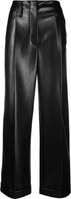 Faux-Leather Straight-Leg Trousers-AK