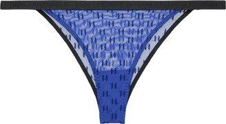 Kl Monogram Flock Brazilian Thong Navy Blue