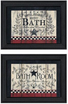 Hot Bath 2-Piece Vignette by Linda Spivey, Black Frame, 14 x 10