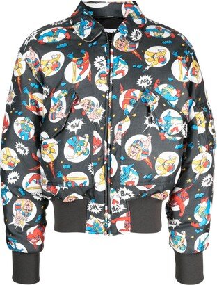 Graphic-Print Bomber Jacket-AE