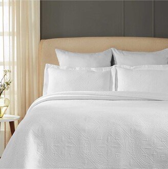 Celtic Circle Cotton Jacquard Matelasse Scalloped Bedspread Set-AB