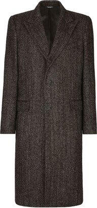 Single-Breasted Herringbone Coat-AD