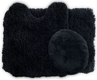 3pc Solid Super Plush Non-Slip Bath Rug Set Black - Yorkshire Home