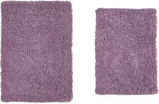 Home Weavers Inc Set of 2 Fantasia Bath Rug Collection Purple Cotton Shaggy Pattern Tufted Bath Rug Set - Home Weavers