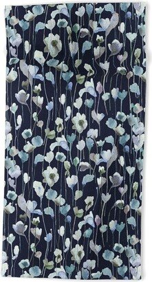 Ninola Design Watery Abstract Flowers Navy Beach Towel