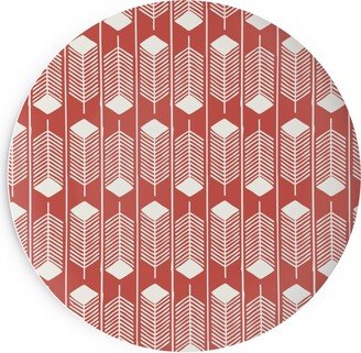 Salad Plates: Feathers Charging - Red Salad Plate, Red