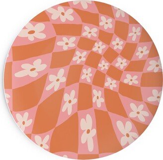 Salad Plates: Trippy Chamomile - Floral - Orange And Pink Salad Plate, Orange