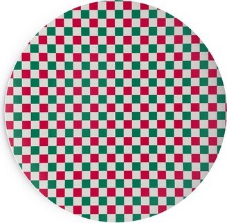 Salad Plates: Winter Gingham - Red And Green Salad Plate, Multicolor