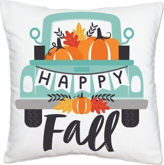 Big Dot of Happiness Happy Fall Truck - Harvest Pumpkin Party Home Decorative Canvas Cushion Case - Throw Pillow Cover - 16 x 16 Inches - Assorted Pre