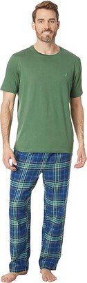 Flannel Plaid Pajama Pants Set (Seaside Green) Men's Pajama Sets