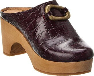 Le Ione Croc-Embossed Leather Clog