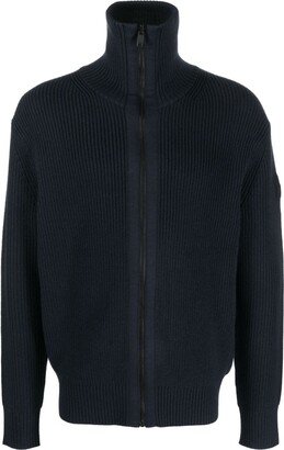 Logo-Patch Ribbed Cardigan