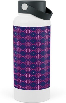 Photo Water Bottles: Tribal Geometric - Navy And Purple Stainless Steel Wide Mouth Water Bottle, 30Oz, Wide Mouth, Blue