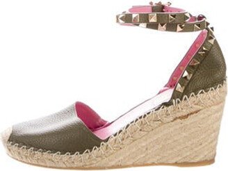 Rockstud Accents Leather Espadrilles-AE