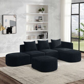 RASOO L-Shape Modular Sectional Sofa with DIY Combination, Loop Yarn Fabric-AA