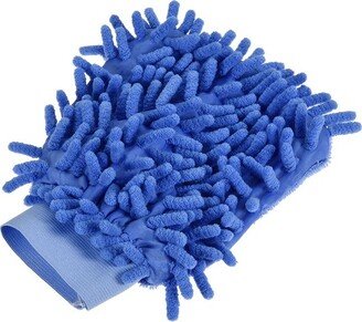 Unique Bargains Microfiber Chenille Mitts Reusable Scratch-Free Cleaning Gloves Wash Sponge for Home Kitchen Blue