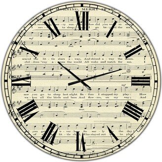 Designart Goodmorning Merry Sunshine Music Score Large Cottage Wall Clock - 36 x 36