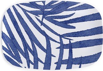 Serving Platters: Watercolor Fronds - Cobalt Serving Platter, Blue