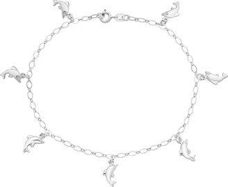 Sterling Silver Dolphin Charm Anklet