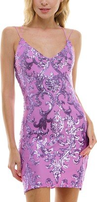 Juniors' Sequined Crossback Dress - Lavender/Lavender