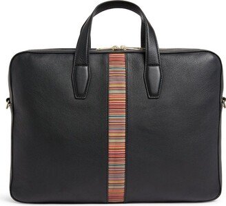 Leather Stripe-Detail Briefcase