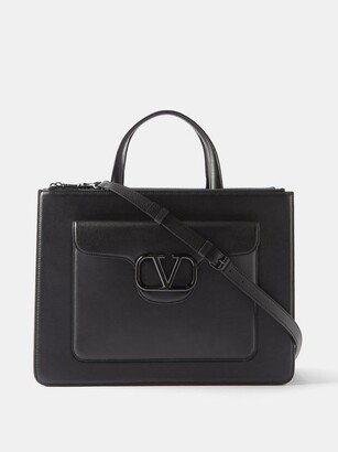 V-logo Leather Briefcase