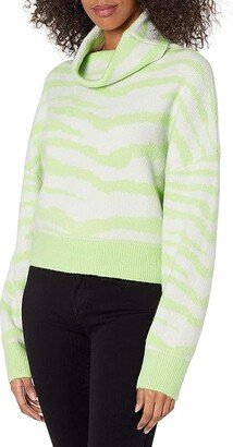 Women's Turtle Neck Sweater with Slit (Stone / Mint) Women's Sweater