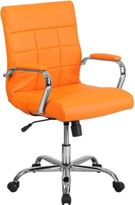 Emma+oliver Mid-Back Vinyl Executive Swivel Office Chair With Chrome Base And Arms