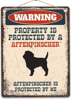 Affenpinscher Metal Sign, Funny Warning Dog Rustic Retro Weathered Distressed Plaque, Gift Idea