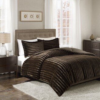 Gracie Mills Duke Faux Fur Comforter Mini Set, Chocolate - King/Cal King