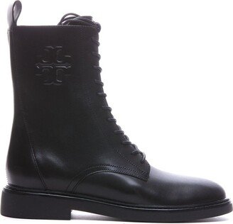 Logo Embossed Side-Zip Combat Boots-AA