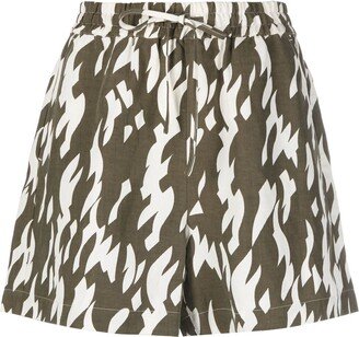 Abstract-Print Drawstring Shorts-AA