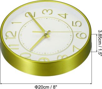 Unique Bargains 8 Wall Clock Battery Operated Silent Non-Ticking Round Modern Clock Yellow