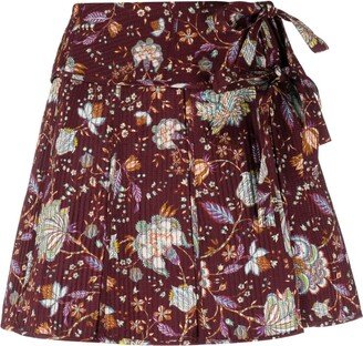 Floral-Print Wrap Miniskirt