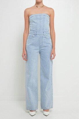 Women's Corset Denim Jumpsuit