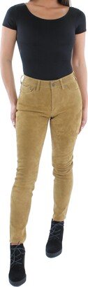 Womens Leather High Rise Skinny Pants