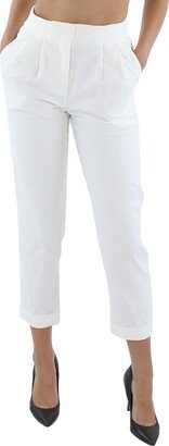 Womens Pleated Textured Cropped Pants