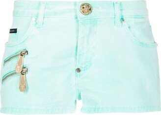 Biker-Style Denim Shorts