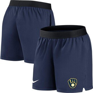 Women's Navy Milwaukee Brewers Authentic Collection Flex Vent Max Performance Shorts