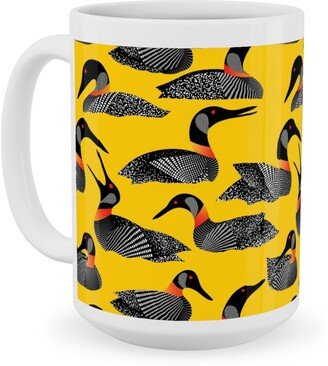 Mugs: Common Loon Of Canada - Yellow Ceramic Mug, White, 15Oz, Yellow