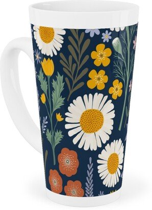 Mugs: British Spring Meadow - Navy Tall Latte Mug, 17Oz, Multicolor